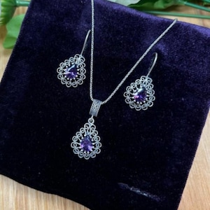 925 Sterling Silver Turkish Filigree Wedding Jewelry Set for Women, Handmade Gift