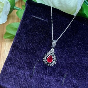 925 Sterling Silver Turkish Filigree Necklace for Women, NEW, Handmade Gift
