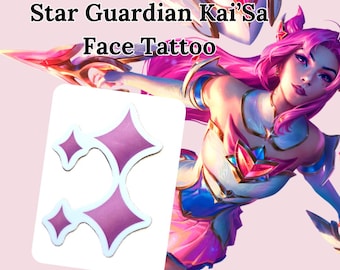 2pcs League of Legends Star Guardian Kai'sa Cosplay Temporary Face Tattoo Sticker
