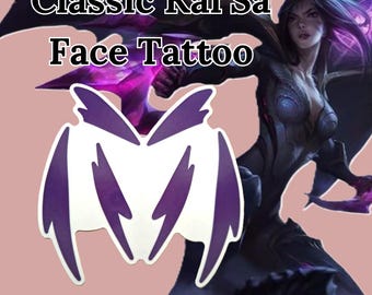 League of Legends Kai'Sa Classic Cosplay Temporary Face Cheek Forehead Tattoo Sticker