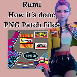 KPop Demon Hunters Rumi How It&#39;s Done Cosplay Costume Embroidery Patches Set PNG FILES ONLY