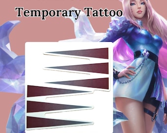 KDA All Out Ahri Cosplay Temporary Tattoo: Face Fox Kitsune Stripes