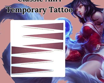League of Legends Classic Ahri Cosplay Temporary Face Fox Kitsune Stripes Tattoo Sticker