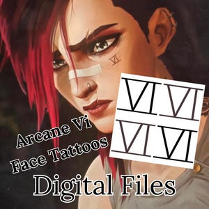 Arcane League of Legends Vi Face Tattoo Temporary Sticker Digital File Only