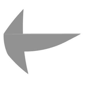 Puede incluir: Una flecha gris que apunta hacia la izquierda, con un cuerpo curvo y una cabeza triangular. La flecha es de color sólido y parece ser un elemento gráfico, posiblemente para un sitio web o diseño.