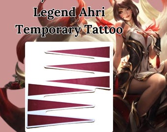 Ahri Cosplay Temporary Tattoo: Risen Immortalized Legend Face Stripes
