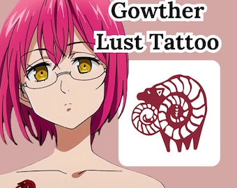 Los Siete Pecados Capitales Origen Gowther Lujuria de Cabra Anime Cosplay Tatuaje Temporal Sticker