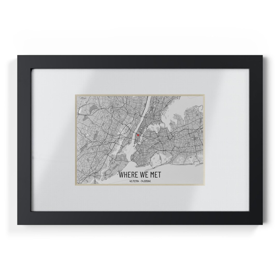 City Map Frame Custom City Map Where We Met Framed Poster - Etsy