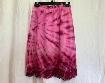Vintage Tie-Dye Nylon Slip Skirt: Hippie Bohemian, Small