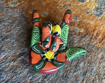 American Sign Language ~ ILY Hand Pin ~ Sculpted Polymer Clay Hands ~ Deaf Culture- Great For Gifting ~ DEAF Art ~ Brooches Pins