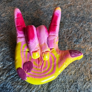 I Love You Hand Pin~ ASL ~ American Sign Language ~ Deaf Culture - Unique Hand Made From Polymer Clay ~ Deaf Art ~ Sculpture Hand