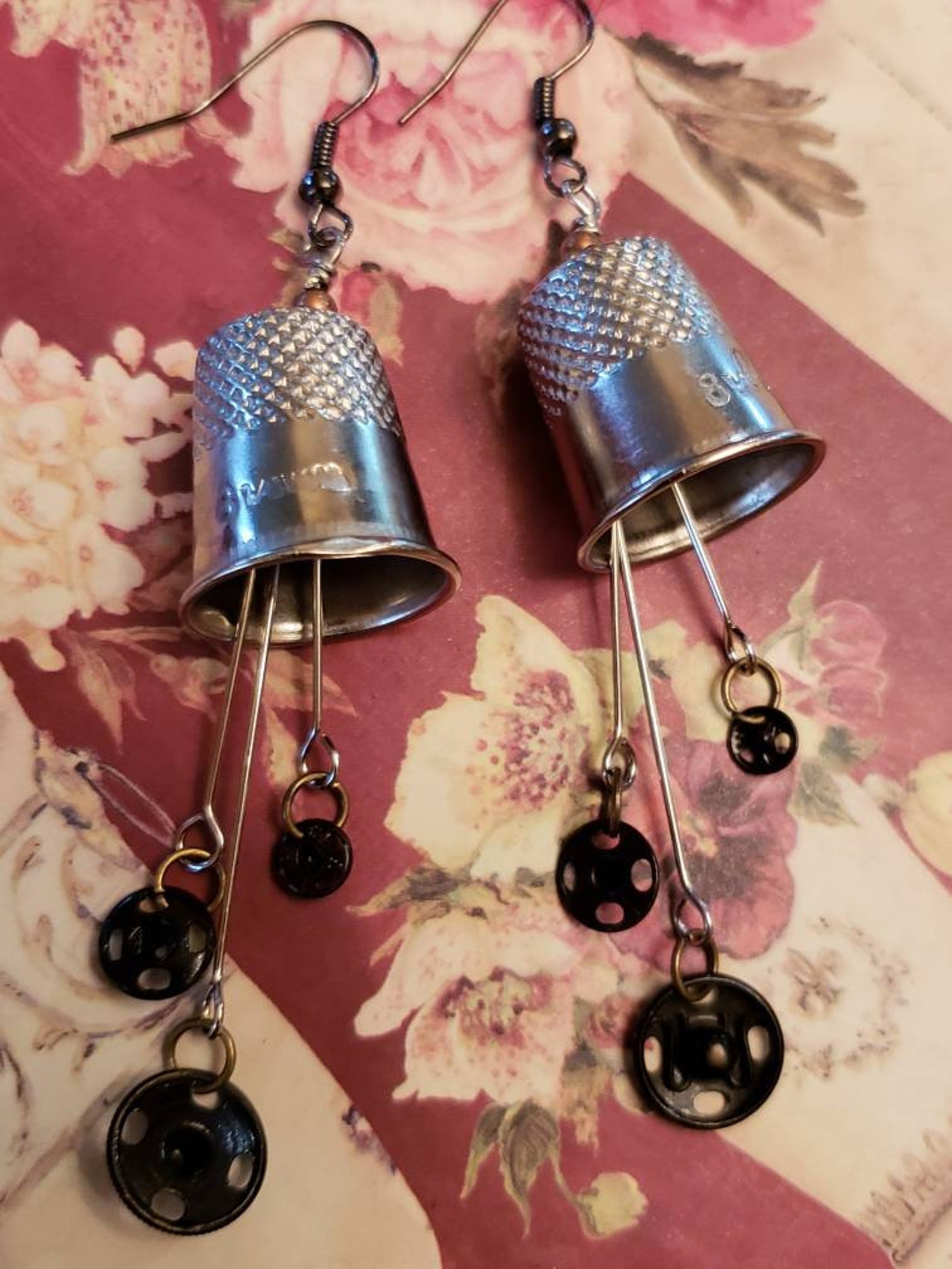 Thimbles and Snaps EARRINGS Made From Found Treasure's Etsy