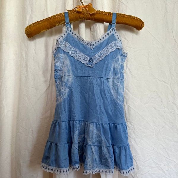 Little Girls ~ Size 6 ~ Tie Dyed Dress ~ Vintage LUCKY STAR Slip Tie Dye BLUE Dress ~ So Cute ~ Sustainable Upcycled Garments