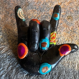 I Love You Hand Pin: Polymer Clay ASL Sculpture