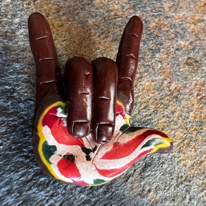 I Love You Hand Pin~ ASL ~ American Sign Language ~ Deaf Culture - Unique Hand Made From Polymer Clay ~ Deaf Art ~ Sculpture Hand