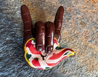 I Love You Hand Pin~ ASL ~ American Sign Language ~ Deaf Culture - Unique Hand Made From Polymer Clay ~ Deaf Art ~ Sculpture Hand