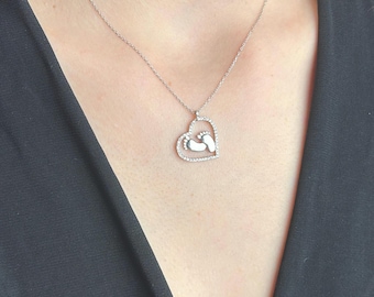 New Mom Baby Feet Necklace