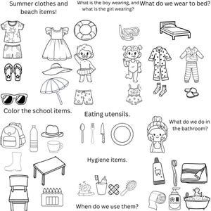 Diario de terapia para niños, cuaderno de trabajo sobre el habla y las emociones, PDF imprimible, apoyo para el autismo: recortar, colorear, aprender