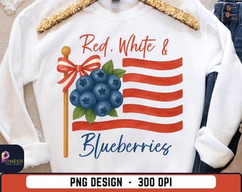 Red White & Blueberries PNG: Patriotic 4th of July Design (Digital Download)