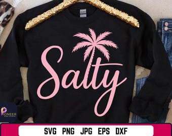 Salty Summer SVG, Beach Palm Tree, Cricut Cut File (Digital Download)