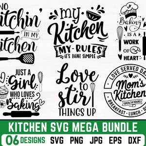 Kitchen Svg Bundle, Kitchen Cut File\ Baking Svg, Cooking Svg, Potholder Svg, Kitchen Quotes Svg, Cutting Board Laser Png, Cut File Cricut