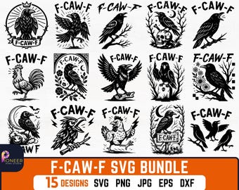 F-Caw-F Raven SVG Bundle, Gothic Bird Clipart (Digital Download)