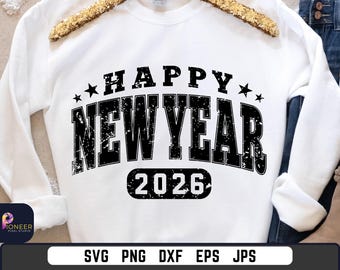 Frohes neues Jahr 2026 SVG PNG, Silvester Vorabend SVG Png, Hallo 2026 SVG Png, Neujahr Crew SVG, Cut File für Cricut Sublimation Design Trendy