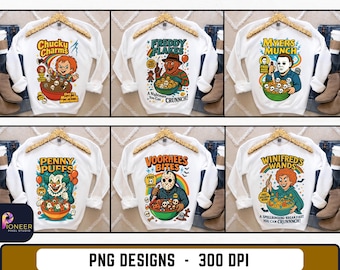 Retro Horror Cereal PNG Bundle: Spooky Cartoon Clipart (Digital Download)