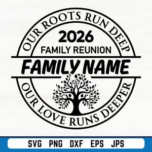 Family Reunion 2026 SVG PNG, Custom Family Name Reunion Design, Our Roots Run Deep Svg, Tree of Life Reunion, Matching Family Shirt svg image 1
