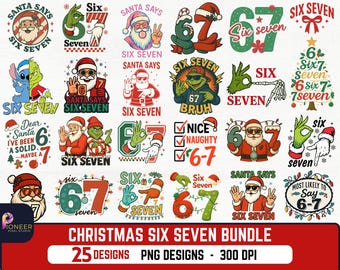 Funny Christmas Six Seven PNG Clipart Bundle (Digital Download)