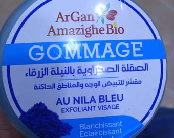 Moroccan Blue Nila Face Scrub Gommage – Natural Exfoliating Skincare from Souss Massa Agadir – Amazighe Bio Moroccan Beauty Care Gift Box