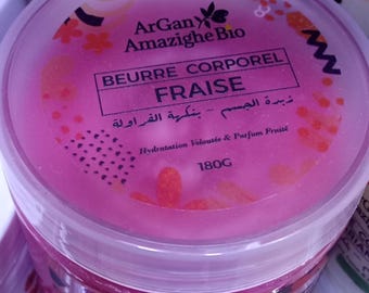 Moroccan Strawberry Body Butter – Natural Body Butter Souss Massa Agadir 180g, Soft Texture, Fruity Scent, Elegant Box