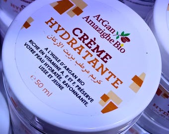 Moroccan Argan Moisturizing Cream 50ml – Natural Face Care from Souss Massa Agadir – Amaighe Bio Hydrating Cream – Elegant Gift Box Included