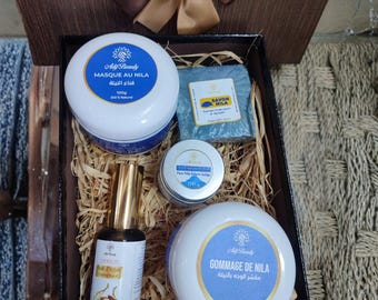 Nila Moroccan Saharan Gift Set: Mask, Scrub, Soap, Argan Oil, Nila Powder - Natural Skincare - Beauty Gift - Moroccan Craftsmanship