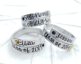 Graduation Gift - Personalized Ring - Class of 2021 Ring - School Colors - Aluminum or Sterling Silver Options - Personalized Ring