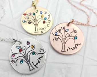 Birthstone Tree Necklace - Personalized - Holds up to 20 Birthstones - Grandmother's or Mother's Family Necklace - Mother's Day Gift