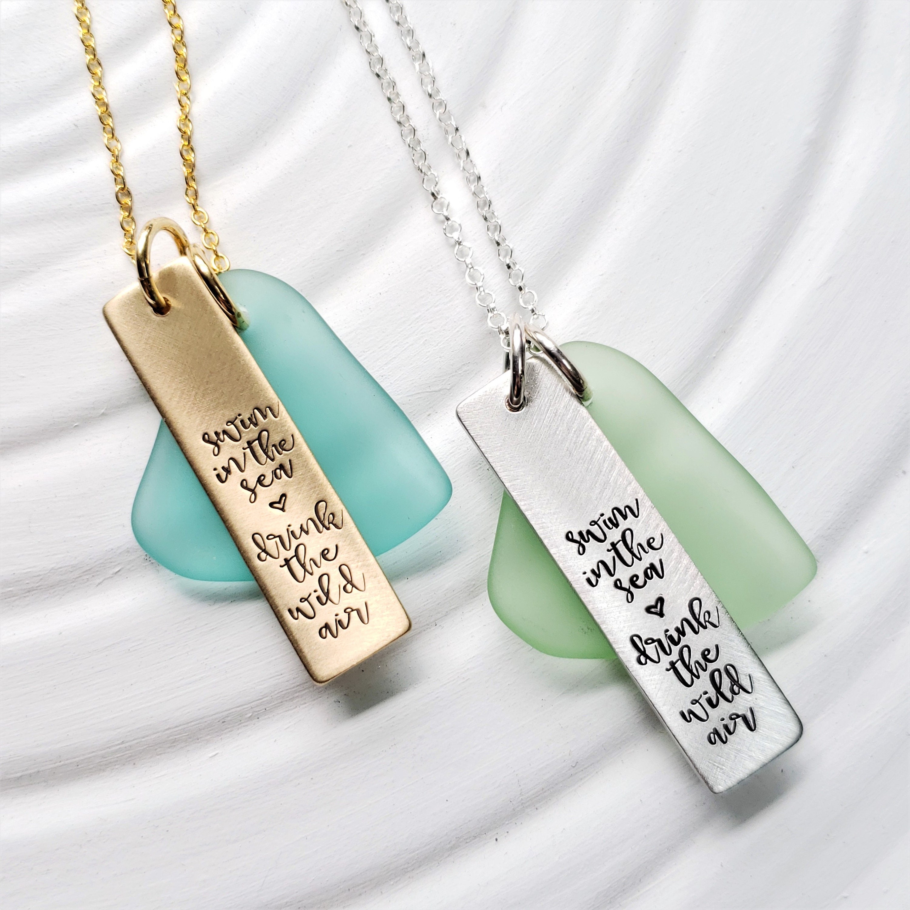 Swim in the Sea Drink the Wild Air Sea Glass Necklace Emerson