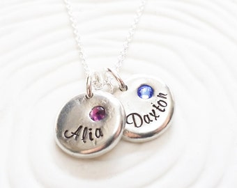 Mother's Necklace - Personalized Jewelry - Birthstone Name Necklace - Grandmother Necklace - Hand Stamped Jewelry - Mother's Day Gift