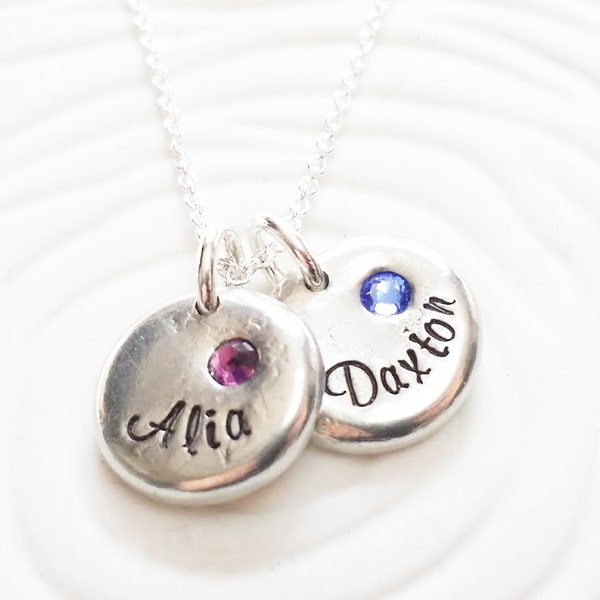 Mother's Necklace - Personalized Jewelry - Birthstone Name Necklace - Grandmother Necklace - Hand Stamped Jewelry - Mother's Day Gift