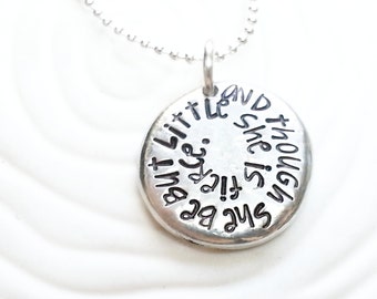 Though She Be But Little She Is Fierce Necklace -Hand Stamped, Personalized -Shakespeare Quote Necklace -Inspirational Necklace -Custom Text