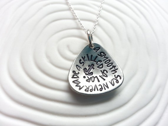 A Smooth Sea Never Made A Skilled Sailor Anchor Necklace Teardrop