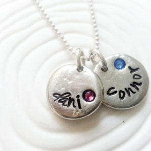 Personalized Hand Stamped Birthstone Name Necklace Mother's Necklace image 2