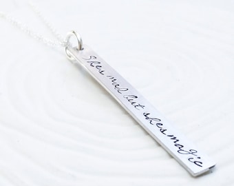 Personalized Bar Necklace - Personalized Jewelry - Hand Stamped Thin Rectangle Bar Necklace - Customized Text - Dainty Bar Necklace