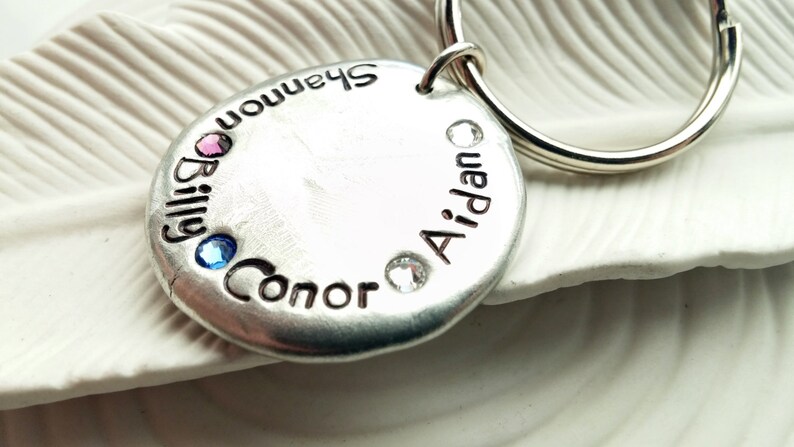 Birthstone Keychain Hand Stamped Personalized Birthstone - Etsy