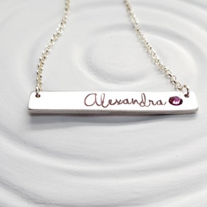 Name bar necklace with birthstone Clearance