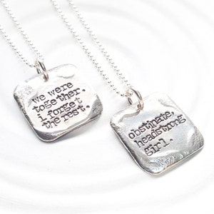 Vintage Page Small Square Literary Quote Necklace Hand Stamped ...