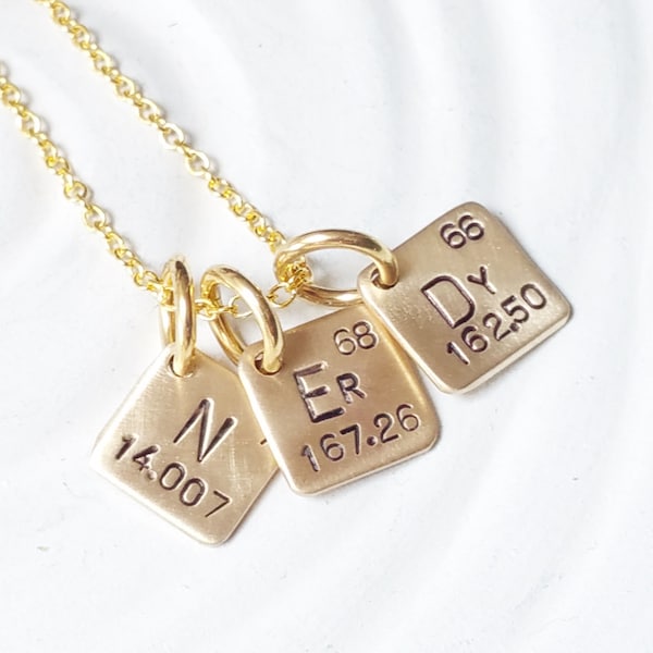 Itty Bitty Jewelry - Periodic Table Element Necklace - Hand Stamped, Personalized Jewelry - Spell with Elements - Science Gift -Geek Gift