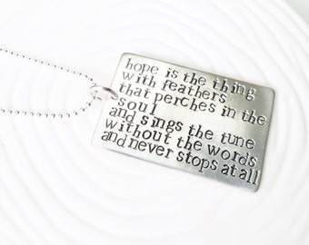 Literary Quote or Poetry Verse - Hand Stamped Personalized Jewelry - Custom Quote Necklace - Personalized Text Necklace - Gift for Her