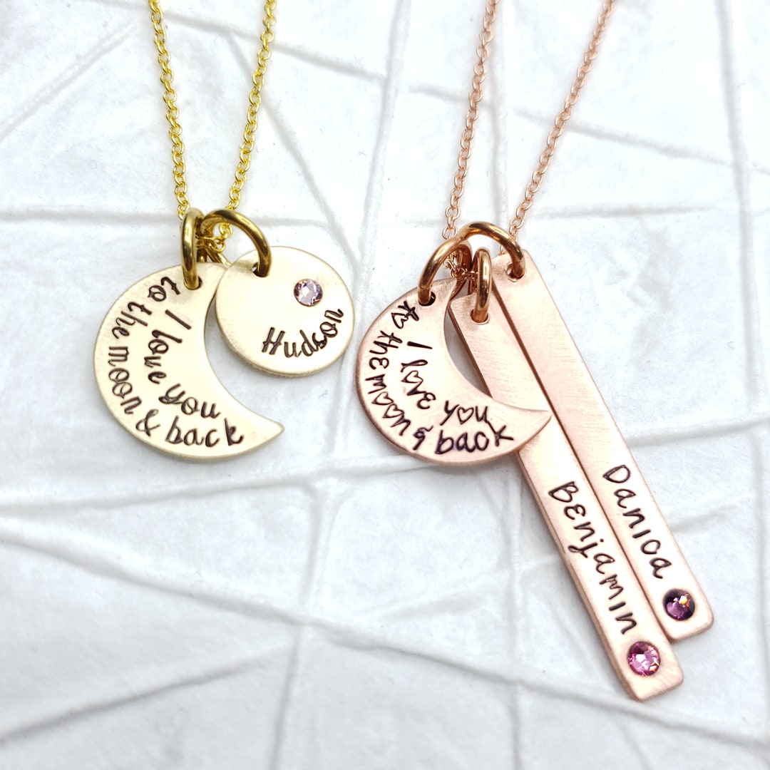 I Love You to the Moon & Back Personalized Jewelry Dainty Mother's ...