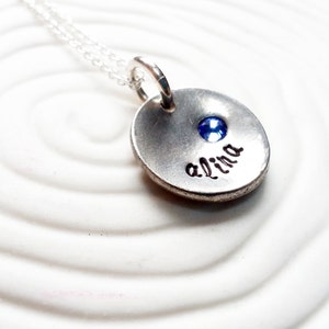 Personalized Name and Birthstone Necklace- Personalized, Hand Stamped Mother's Necklace - Name and Birthstone Necklace -